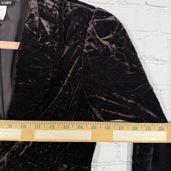 Vintage Y2K Brown Blazer Women Medium Waist Fit Velvet Whimsigoth Coquette Jacke - Picture 5 of 8